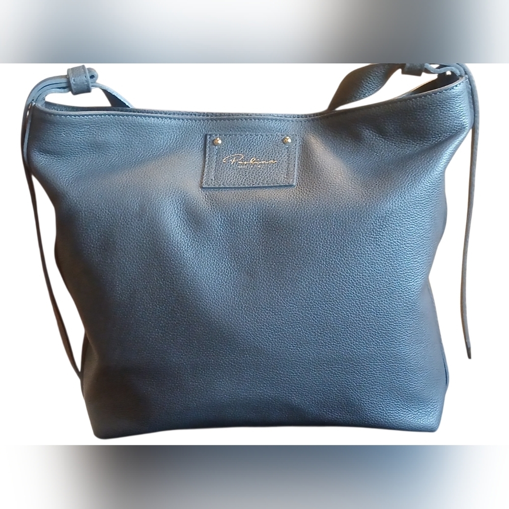 Paolina -Genuine Leather Shoulder Bag, NWT, Gray, 2 Open/1 Large Zippered Pocket - Picture 3 of 14